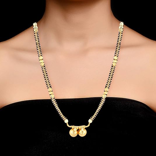 Maharashtrian Stylish Golden and Black Wati Tanmaniya Mangalsutra for Women
